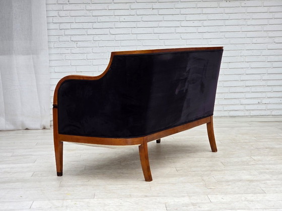 Image 1 of 1950s, Danish art deco 2-seater sofa, ash wood, furniture velour.