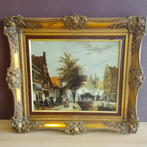 Large oil painting in a beautiful decorative frame - Baroque