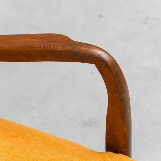 Image 1 of Poltrona vintage scandinava in tessuto arancione e legno, anni '60, Modern Antiques