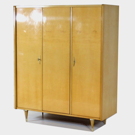 Vintage mid-century modern 3-door closet, 1950s