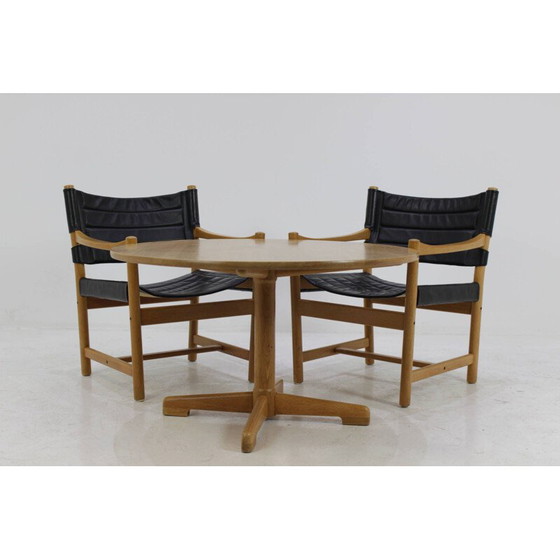 Image 1 of Set of vintage Black Leather Armchairs and coffee table by Ditte and Adrian Heath, Danish 1960s