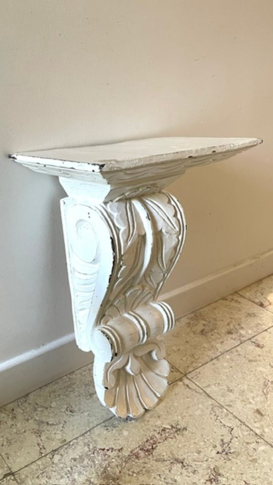 Patinated White Wall Console Shelf – Shelving unit, Wood (photo 6 of 35)