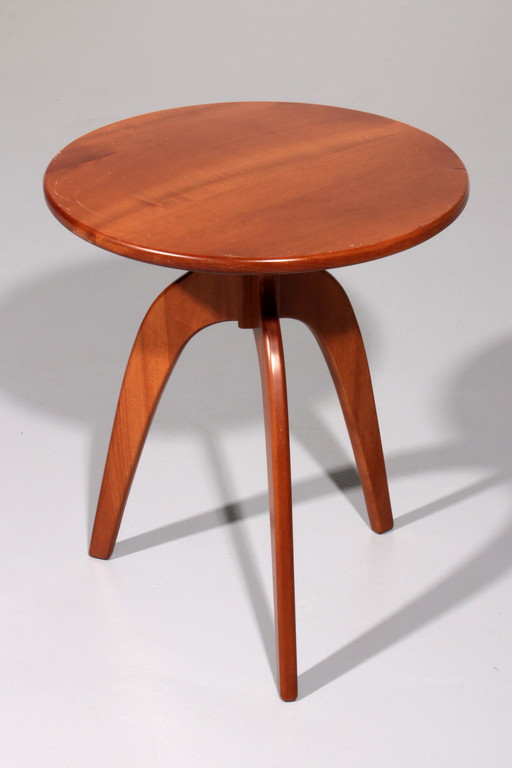 Italian Craftsmanship Round Walnut Side Table from the 60s