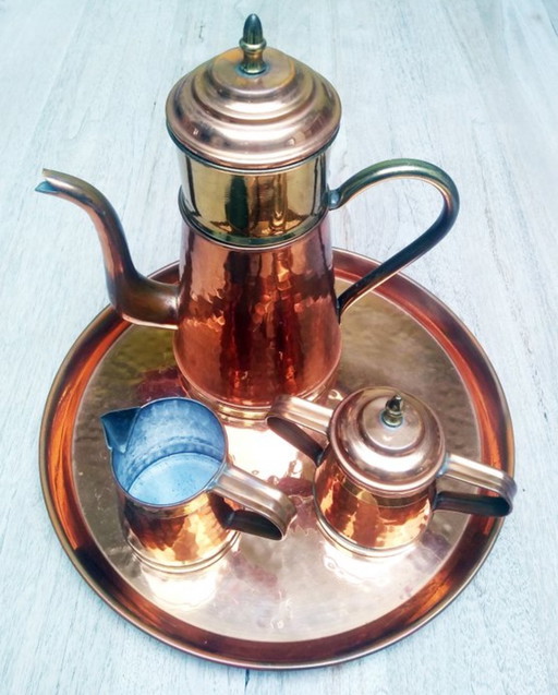 Service café / thé - 50s/60s - cuivre martelé 