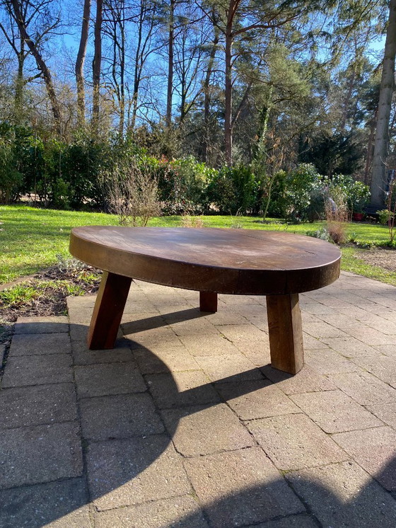 Image 1 of Couchtisch im brutalistischen Stil / Arts & Crafts / Massivholz-Eiche Japandi