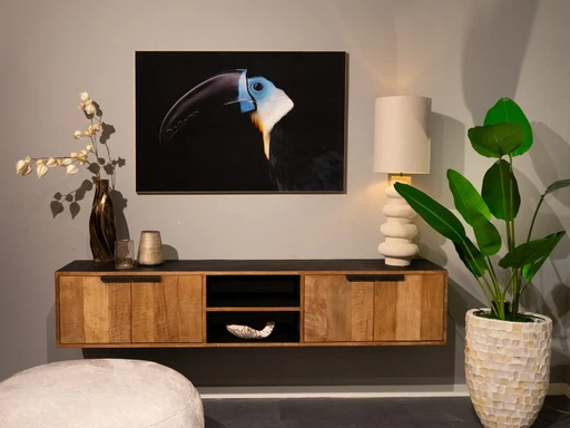 Vogel met blauwe ogen - 120x80cm – RT Design, kunst, Canvas, Modern