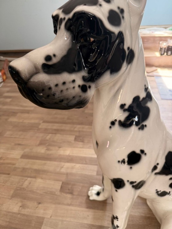 Image 1 of Große, antike spanische Keramikskulptur einer Deutschen Dogge von Hispania Daisa – 95 cm