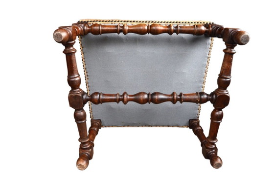 Sessel im Stil Louis XIII, handgefertigt, antik, 65 x 60 x 109 cm – Textile, Wood (photo 5 of 14)