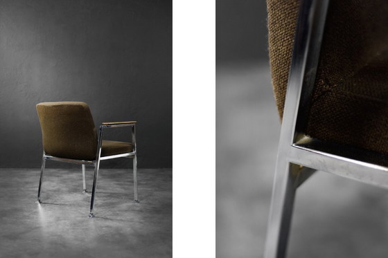 Image 1 of Vintage Mid-Century Duitse moderne bruine vergaderstoel van Drabert, jaren 70