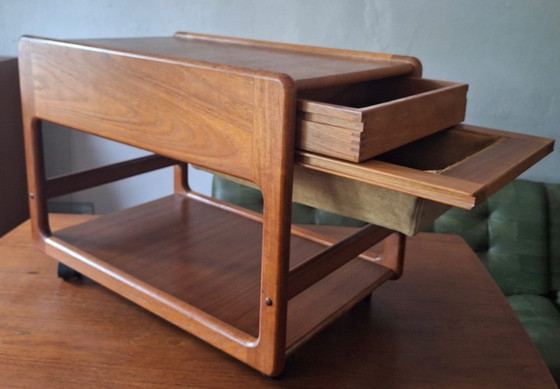 Image 1 of Teak Multifunctional Bar Cart Serving Trolley, Denmark 1960s