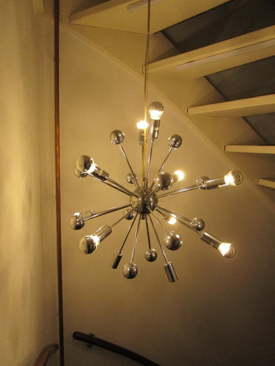 Image 1 of Sputniklamp Spoetniklamp Vintage Space Age 12 reflector lampjes.