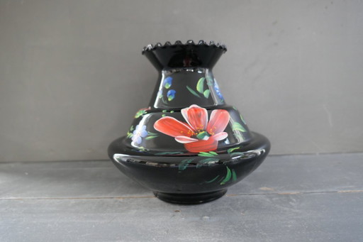 Art Deco Booms black glass vase