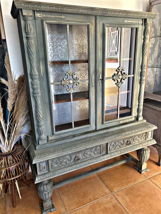 Image 1 of 🌿 Vetrina antica patinata – stile neorinascimentale / casa ricca di carattere