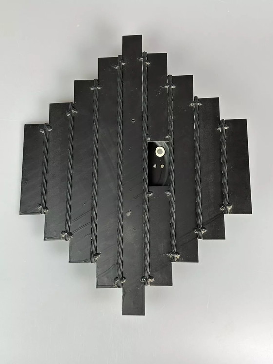 Image 1 of 60s 70s Brutalist Applique murale fer & verre Wall Lamp 60s 70s