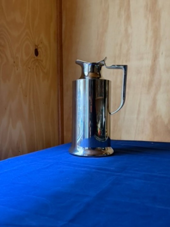 Large Vintage Balzano Laufen Stainless Steel Pitcher | Tall MCM Insulated Carafe | Mirror Polish 18/10 (photo 15 of 27)