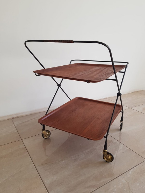 Mid-Century Modern Teak Servierwagen von Paul Nagel f&uuml;r Jie Gantofta, Schweden, 1960er – polished steel (photo 4 of 11)