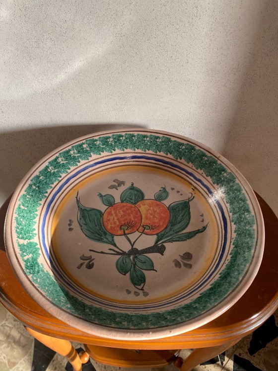 Grande assiette/bol mural vintage en céramique sicilienne des années 1970 – Motif d'agrumes peint à la main – (photo 4 of 7)