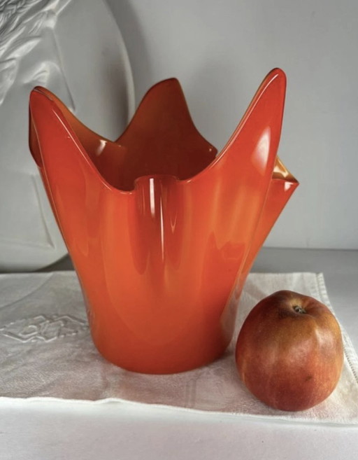 Murano Orange Large Handkerchief Vase