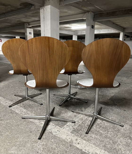 Image 1 of Ensemble de 4 chaises vintage en bois courbé et placage de bois de rose par Elmar Flötotto, Allemagne 1960
