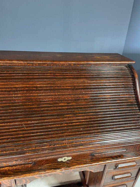 Image 1 of Escritorio americano Roll-Top, roble macizo, Checoslovaquia, años 30