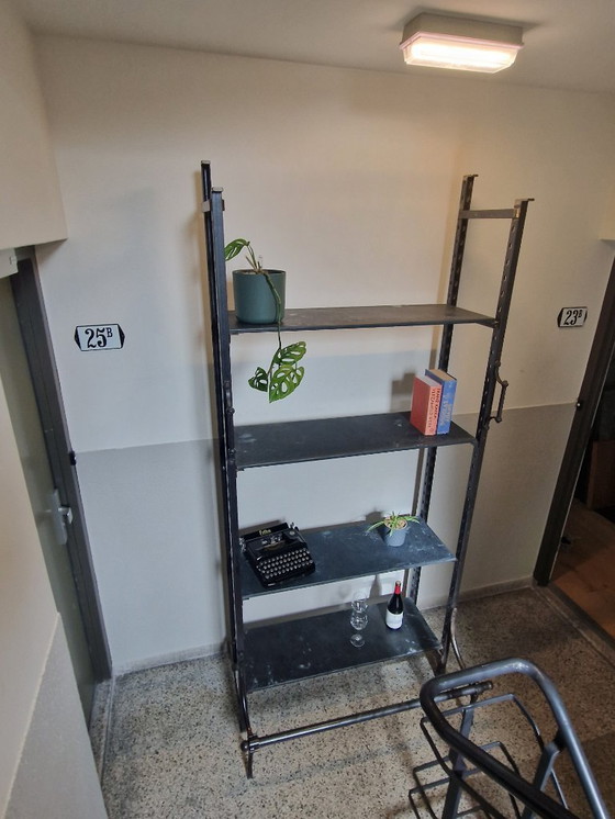 Image 1 of 2 pieces vintage, art deco heavy shelving units with slate shelves