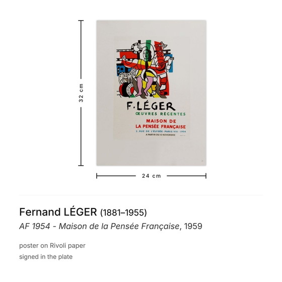 Image 1 of Fernand Léger AF 1954 – Plakat Maison de la Pensée Française 1959