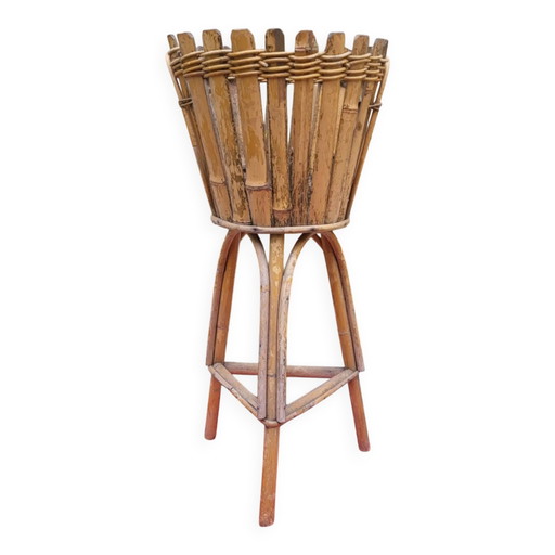 Rotan plantenstandaard uit de jaren 60