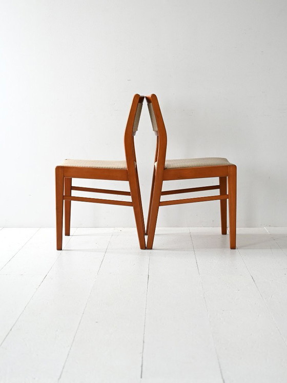 Image 1 of Set di 4 sedie scandinave in teak anni '60 con rivestimento originale