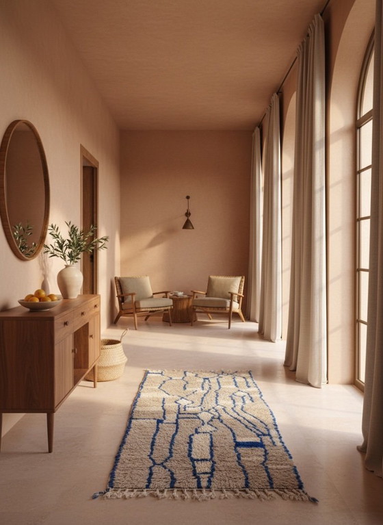 Image 1 of Nieuw Marokkaans Boujaad loper 'Palomina' | Handgeknoopt Berber vloerkleed | 214 × 83 cm