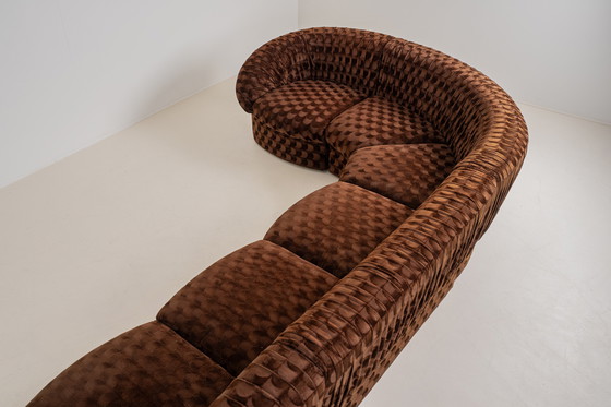 Image 1 of Canapé modulaire italien en velours marron