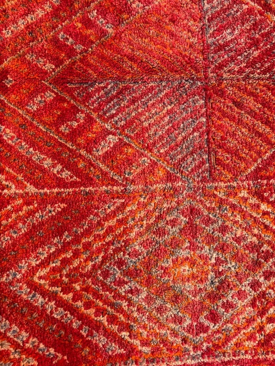 Image 1 of Vintage Red Moroccan Berber Rug 210x370 cm – Handwoven Boujad Carpet | Bohemian Tribal Area Rug | Moroccan Boujad Wool Rug