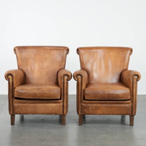 2 poltrone vintage in pelle di pecora