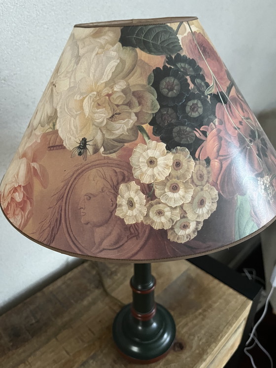 Image 1 of Prachtige vintage grote en zware Engelse tafellamp in groen/rood