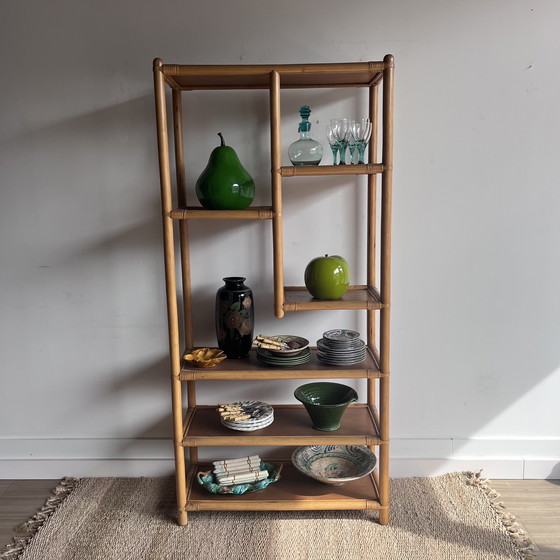 Image 1 of Rotan bamboe boekenkast stelling