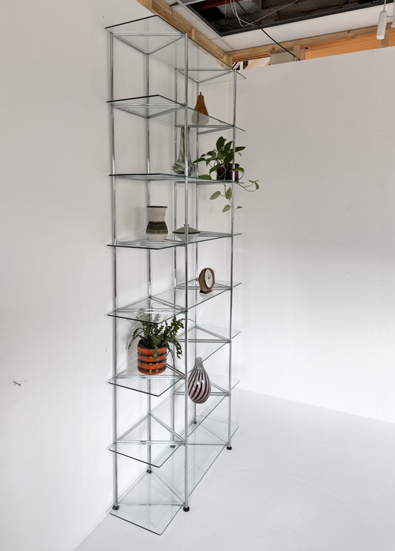 Vintage Chroom & Glazen Wandrek ‘Narr’, Richard Clack ‘90 – IKEA, Wandkast, Chrome, Glass (photo 12 of 13)