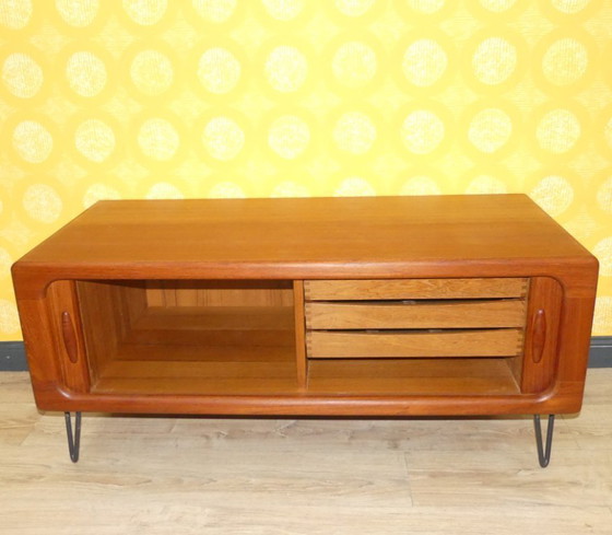 Image 1 of 60er Jahre Dyrlund Lowboard Teak Hifi-Sideboard Hairpin legs TAMBOUR danish design made in denmark 