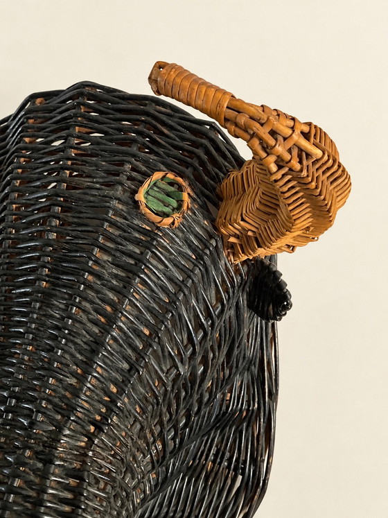 Rare French Polychrome Wicker Bull / Minotaur Wall Sculpture, 1950s – Rattan (photo 7 of 10)