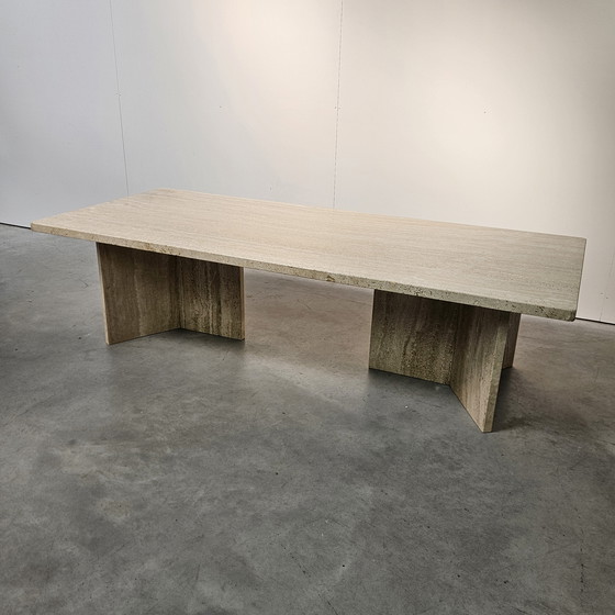 Image 1 of table basse vintage en travertin