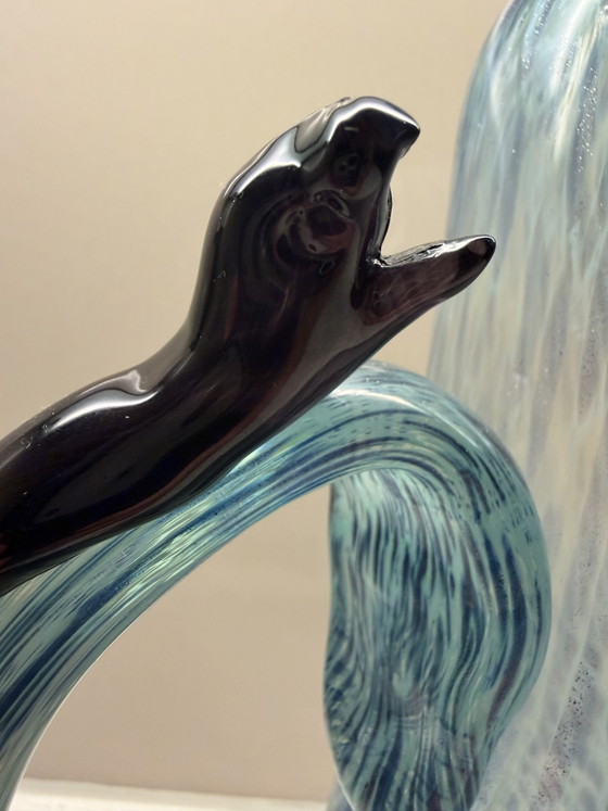 Heino Lance – Handgeblazen Zweedse studioglazen karaf – Gesigneerd – Glazen & Karaffen, Glass (photo 4 of 11)