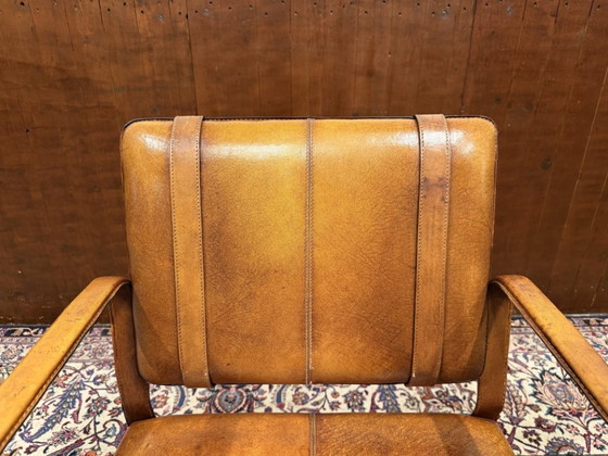 Sedia in Pelle Stile Ralph Lauren con Fibbia - Jacques Adnet – Poltrone, Legno (photo 11 of 13)