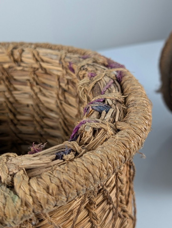 Image 1 of Coppia rustica di cestini andalusi in sparto intrecciato, anni '60