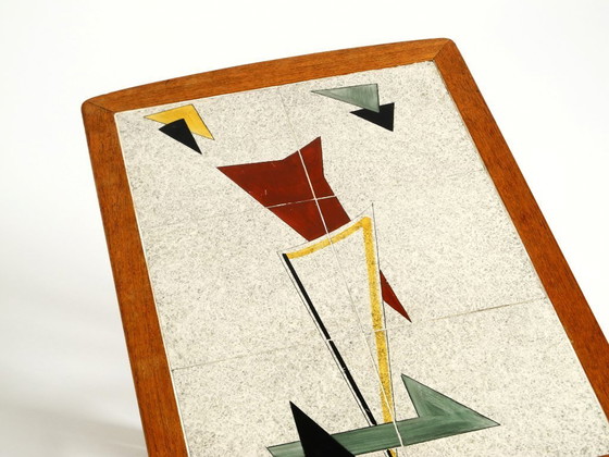 Image 1 of Originale set di 3 tavolini da nido in teak del Mid Century Modern con superfici in formica colorata