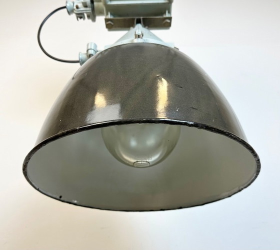 Image 1 of Grey Cast Aluminium Explosion Proof Lamp with Enameled Shade, 1970s