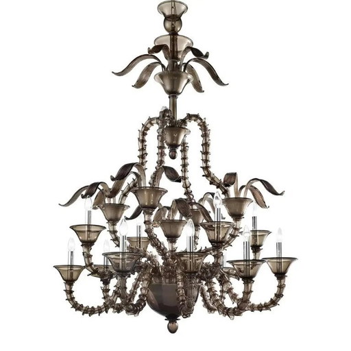 Lampadario moderno realizzato a mano in vetro di Murano fumé di Simoeng per Simoeng