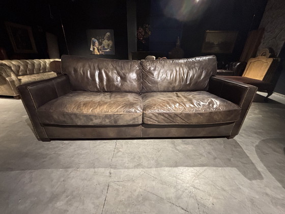 Image 1 of Timothy Oulton Leather Bench Viscount William