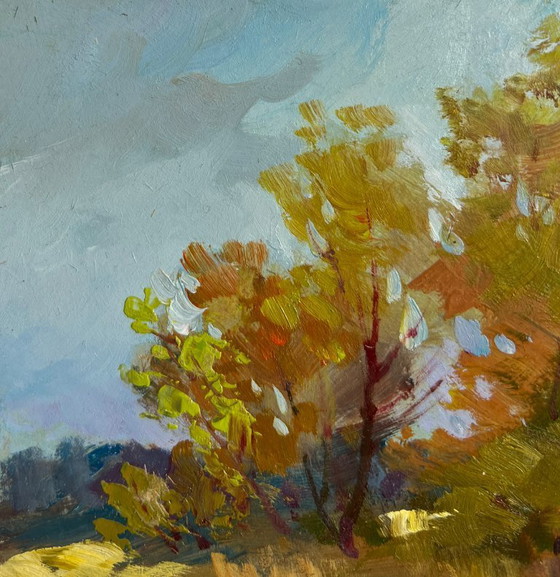 Image 1 of Origineel olieverfschilderij: Herfstboslandschap, herfstmelancholie