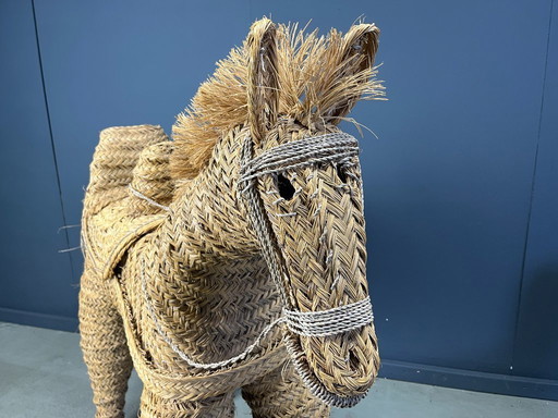 Vintage-Pony/Pferd aus spanischem Stroh in Lebensgröße, 1960er Jahre