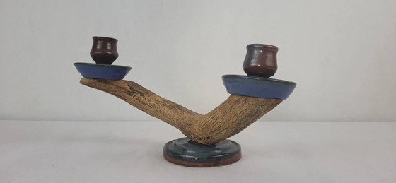 Stoneware and wood candle holder – Porcelain, Vintage (photo 6 of 6)