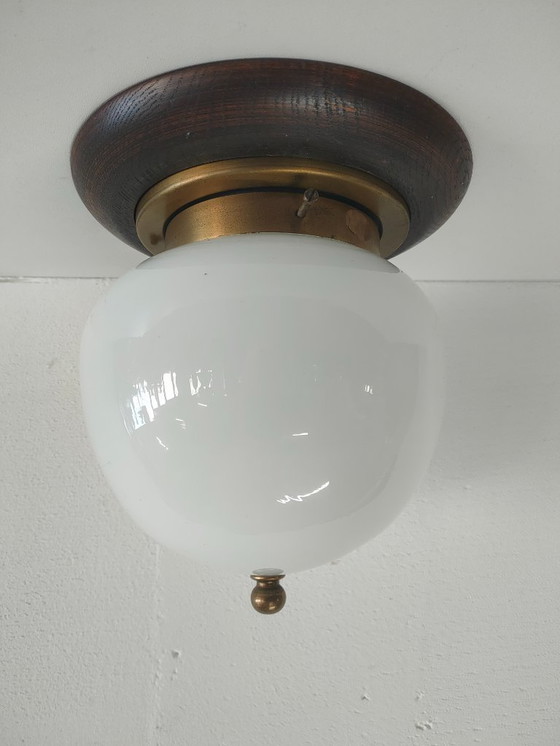 Image 1 of Plafonnier vintage spécial en verre opale (style Art Déco)