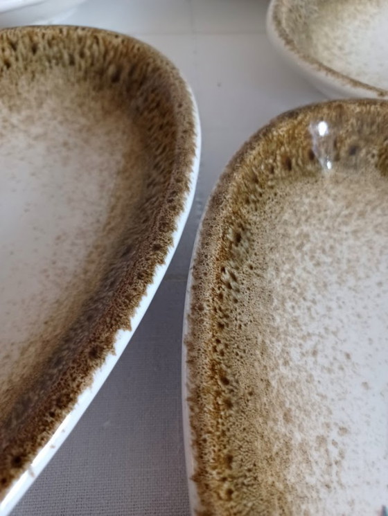 Image 1 of Cerámica V.A.R.M. - Italia, años 90 - 6 platos ovalados decorados a mano - motivo de peces